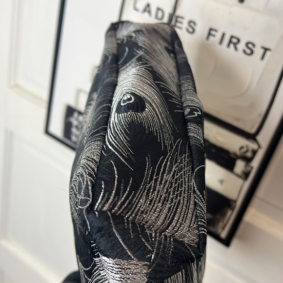 Vintage Vivienne Tam Black & Silver Feather Print Bag - Picture 5 of 10